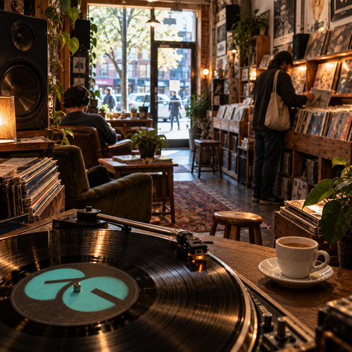 Smooth by EQ Coffee in a warm neighborhood record shop